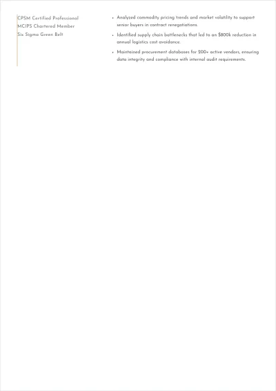 Free Procurement Executive ATS Resume Template, AI Resume Builder