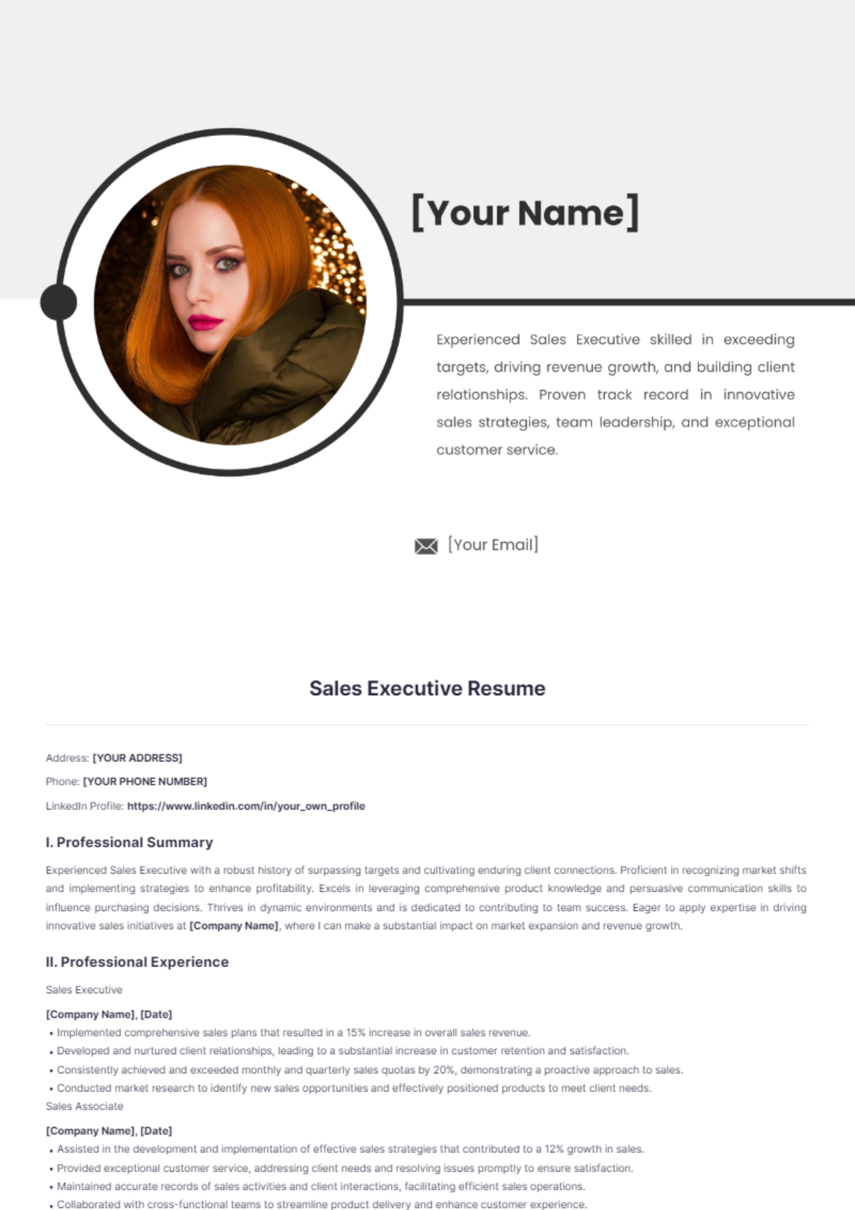 Sales Executive Resume - Edit Online & Download