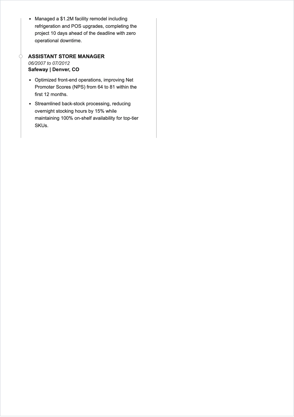 Free Grocery Store Manager ATS Resume Template, AI Resume Builder