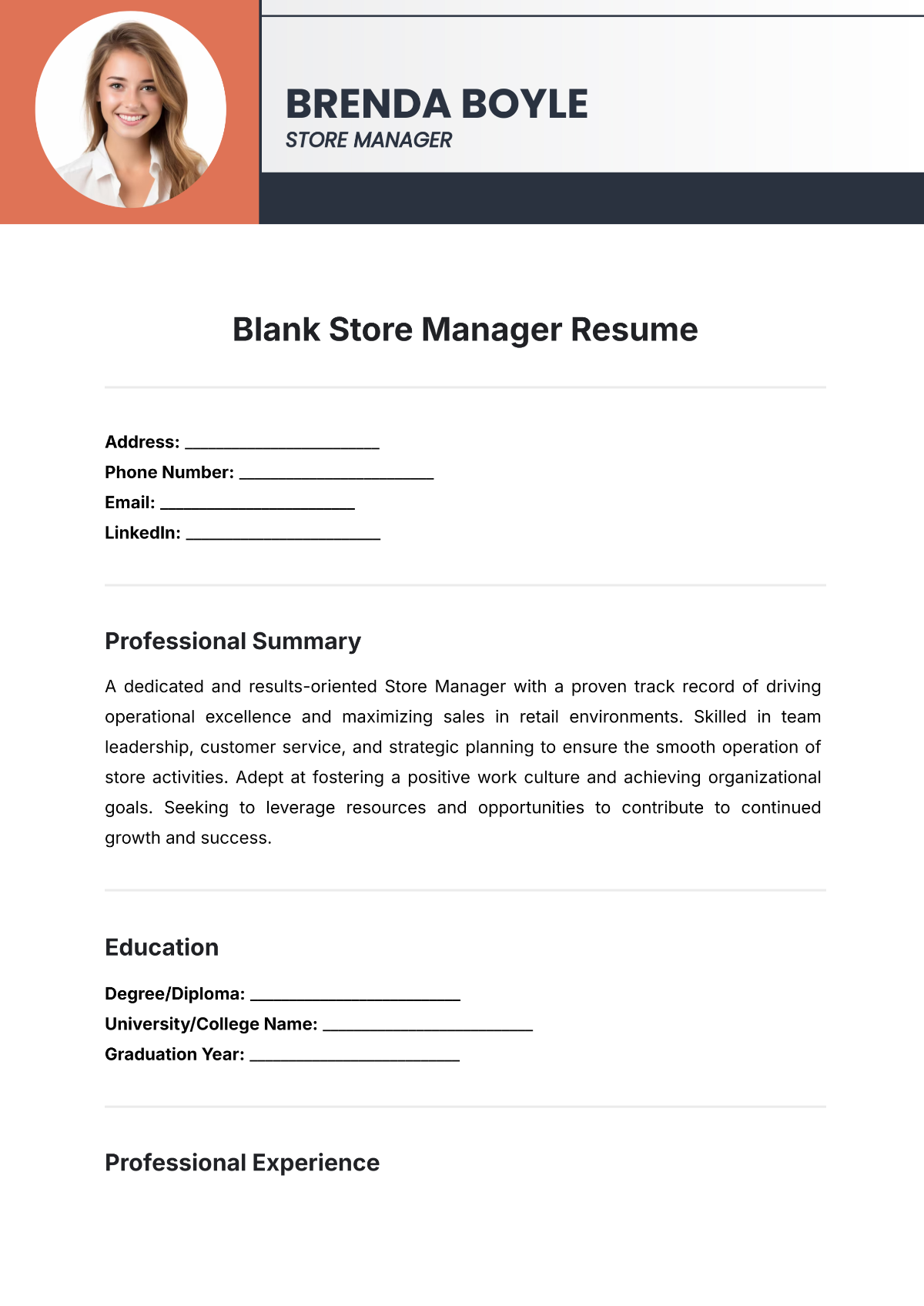 Store Manager Resume - Edit Online & Download