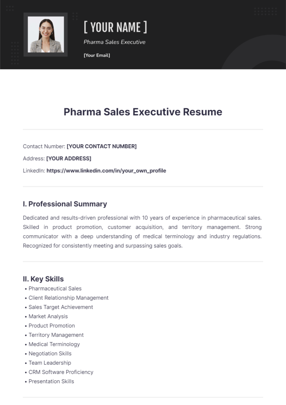 Pharma Sales Executive Resume - Edit Online & Download