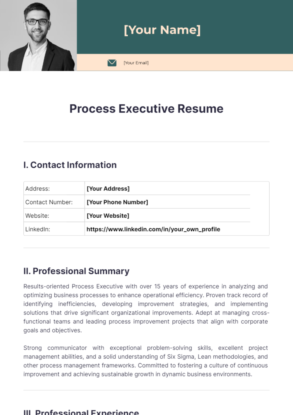 Process Executive Resume - Edit Online & Download