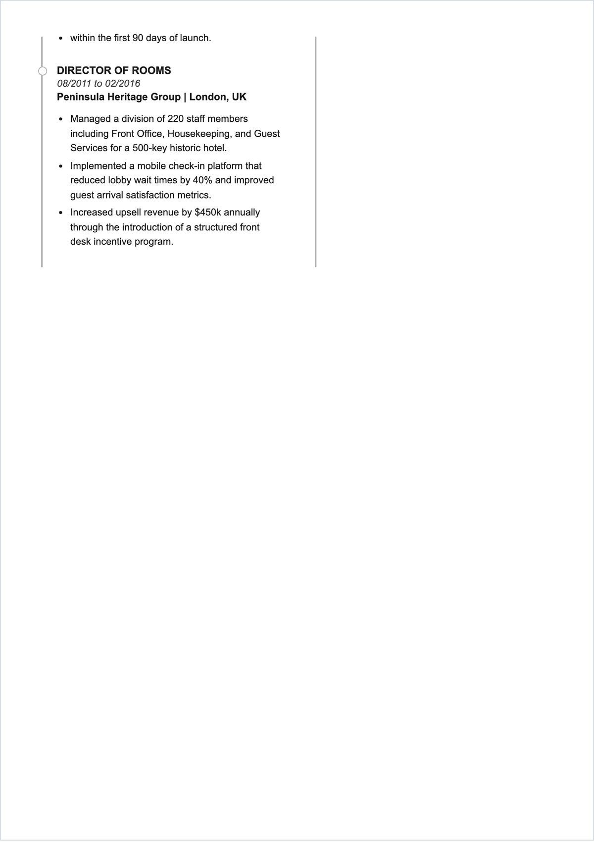 Free Hospitality Executive ATS Resume Template, AI Resume Builder