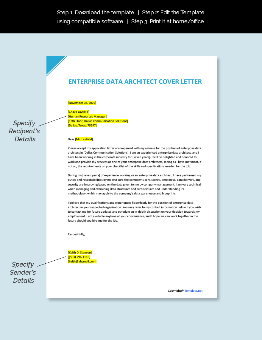 Enterprise Data Architect Cover Letter