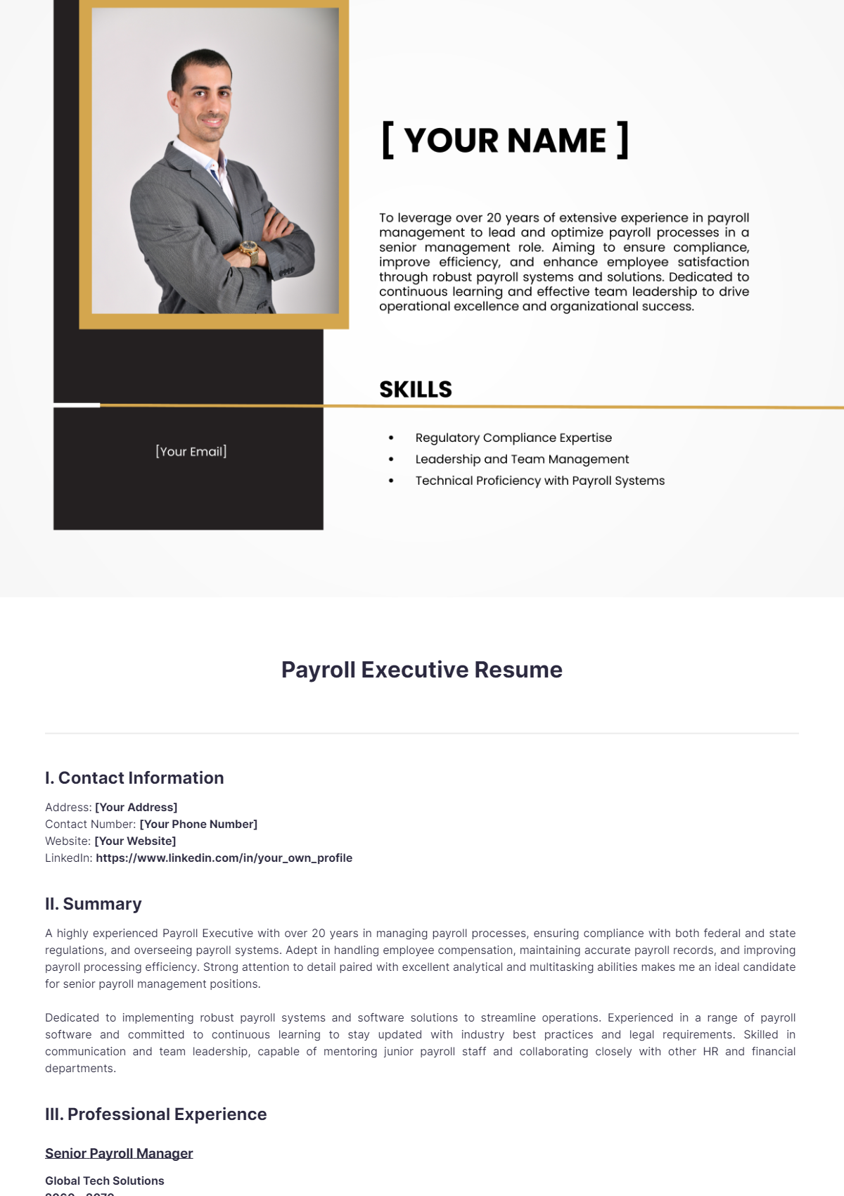 Payroll Executive Resume - Edit Online & Download