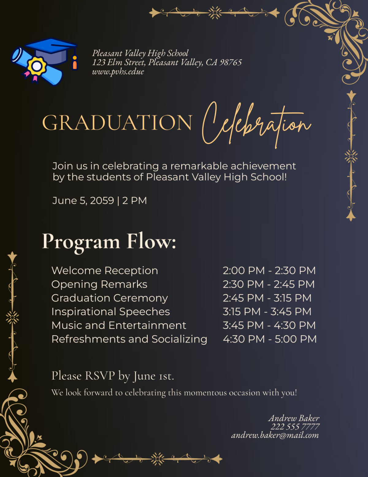 Graduation Invitation Program Template - Edit Online & Download