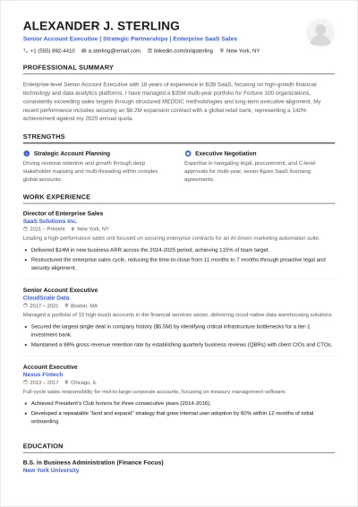 Free Account Executive ATS Resume Template, AI Resume Builder