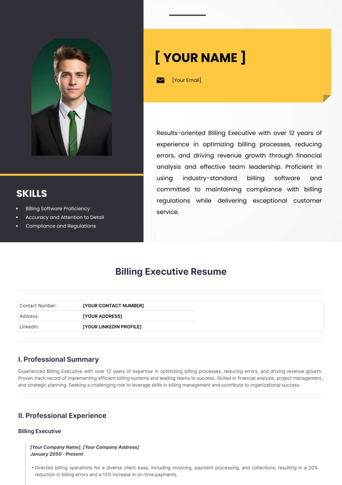 Billing Executive Resume - Edit Online & Download Example | Template.net