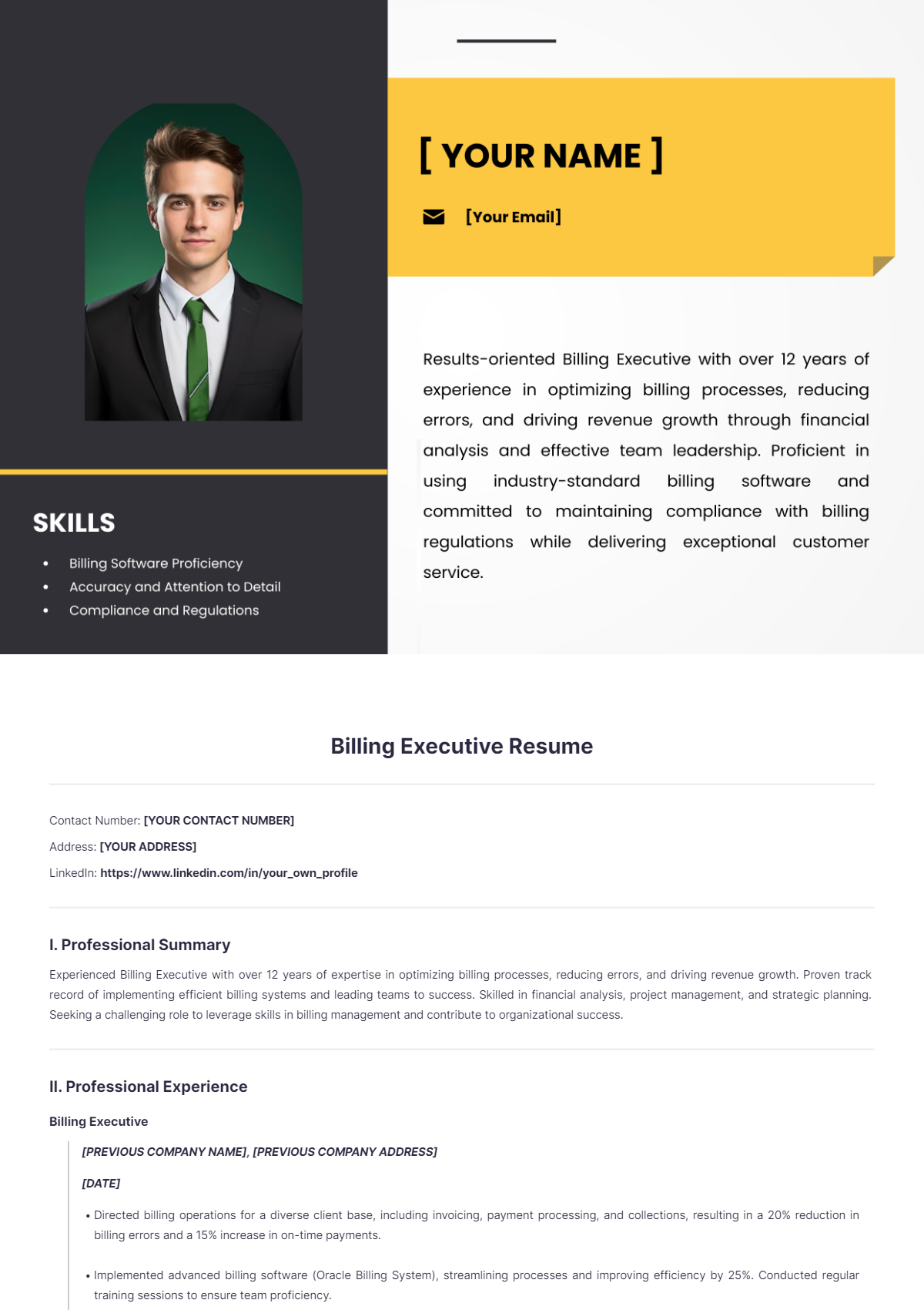 Billing Executive Resume - Edit Online & Download