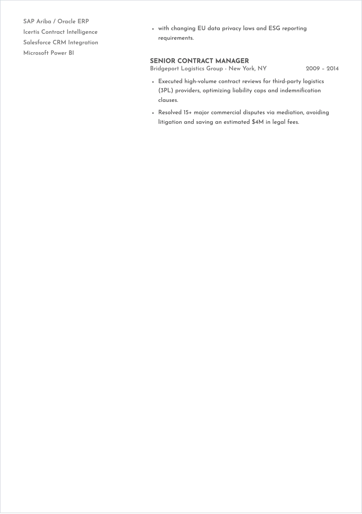 Free Contract Executive ATS Resume Template, AI Resume Builder