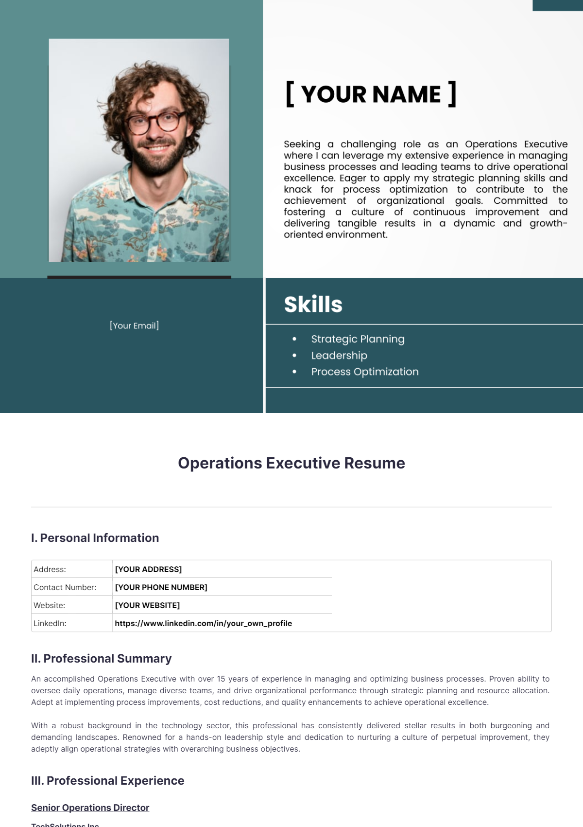 Operations Executive Resume - Edit Online & Download