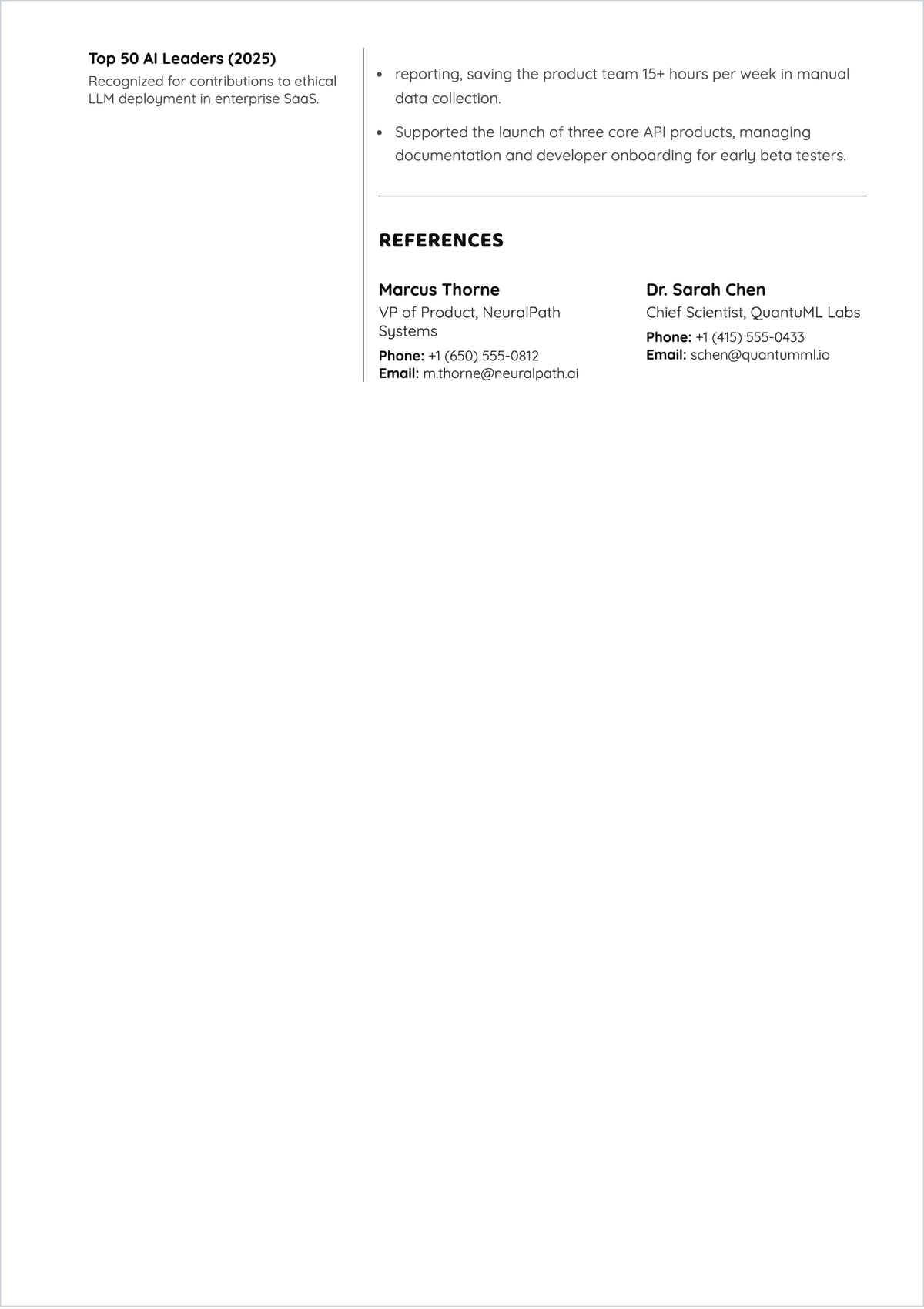 Free AI Design Product Manager ATS Resume Template, AI Resume Builder