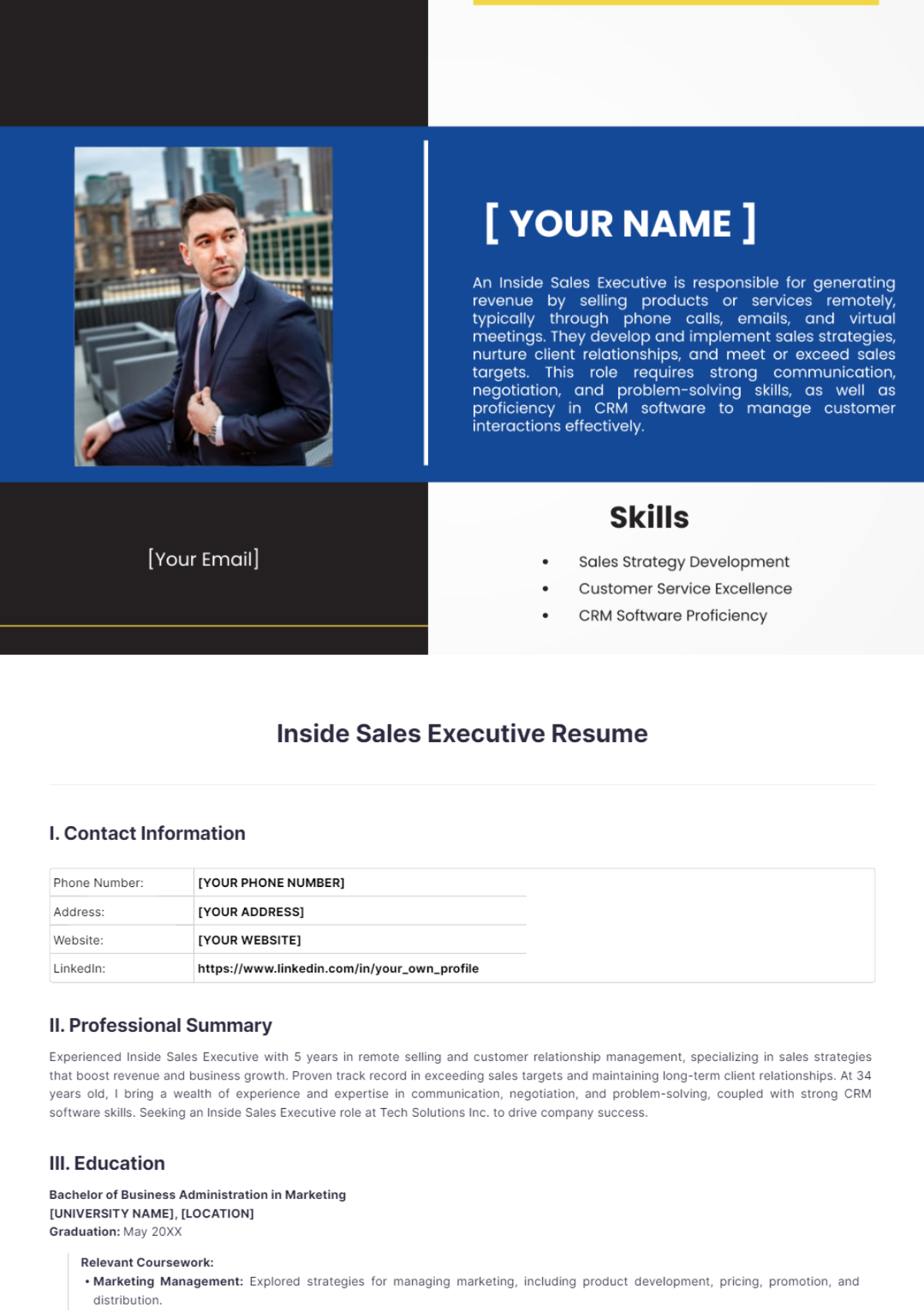 Inside Sales Executive Resume - Inside Sales Executive Resume Edit Online 6 