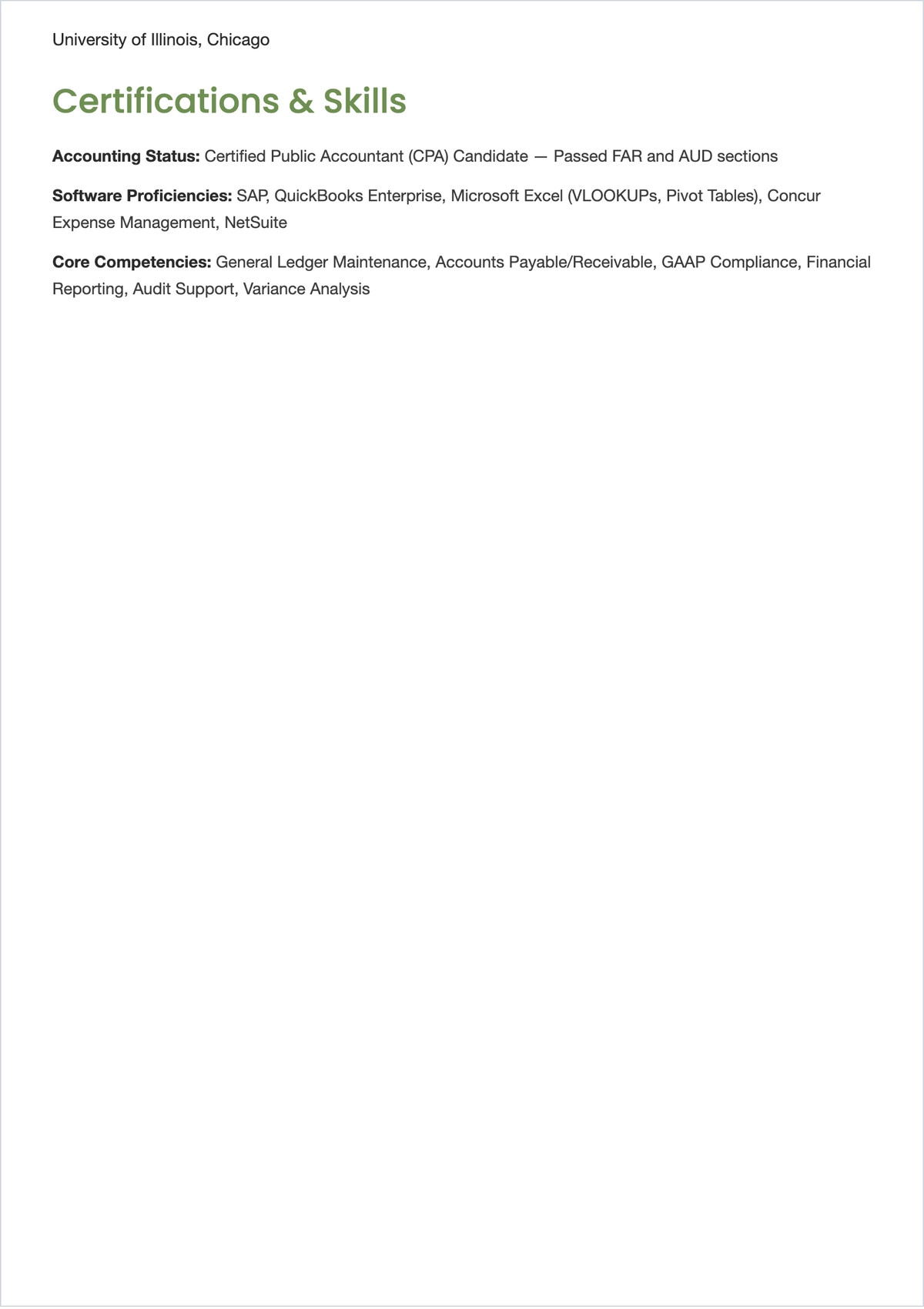 Free Junior Accountant Executive ATS Resume Template
