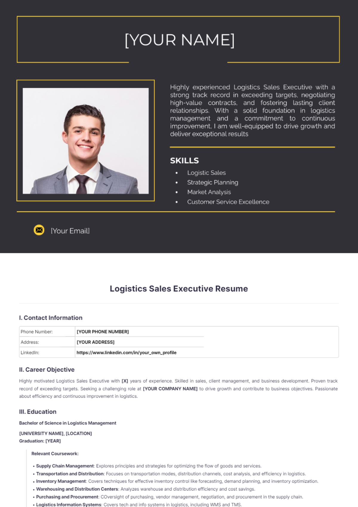 Logistics Sales Executive Resume - Edit Online & Download