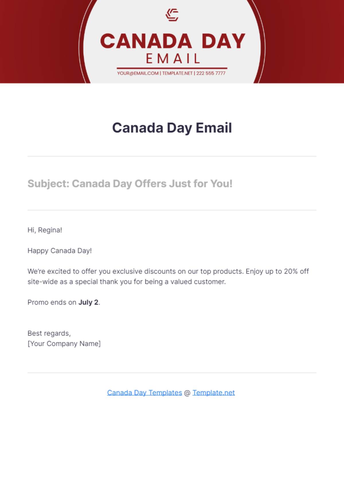 Canada Day Email Template