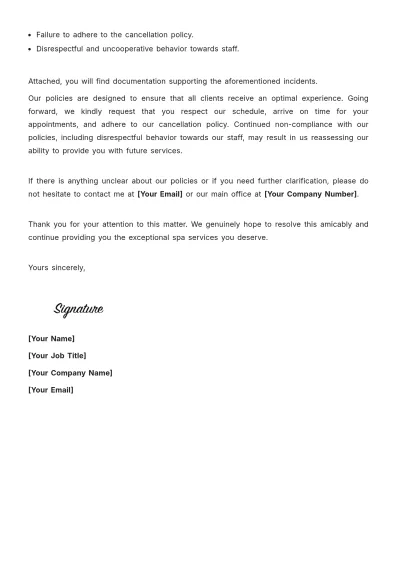Free Spa Complaint Letter Template to Edit Online