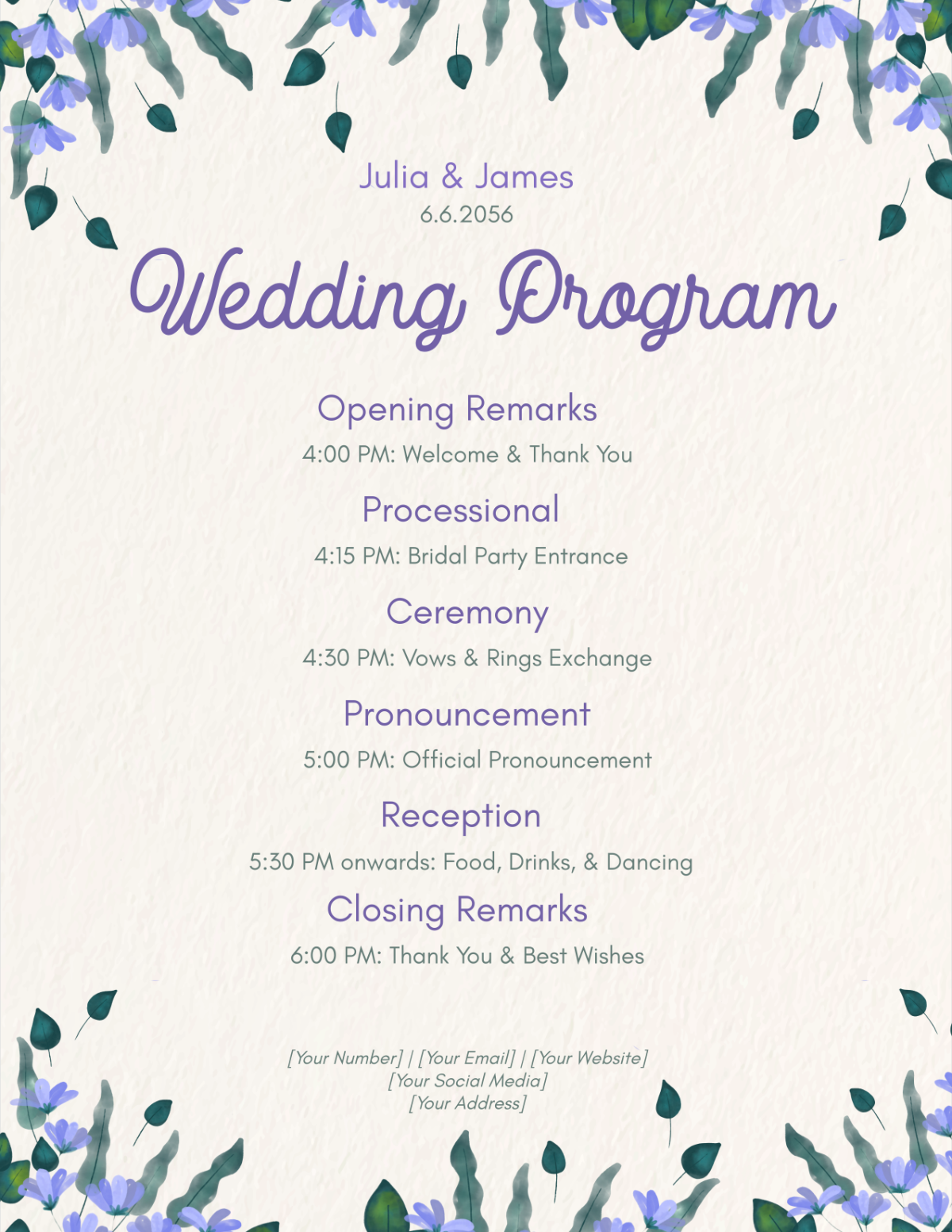 Gartner Wedding Program