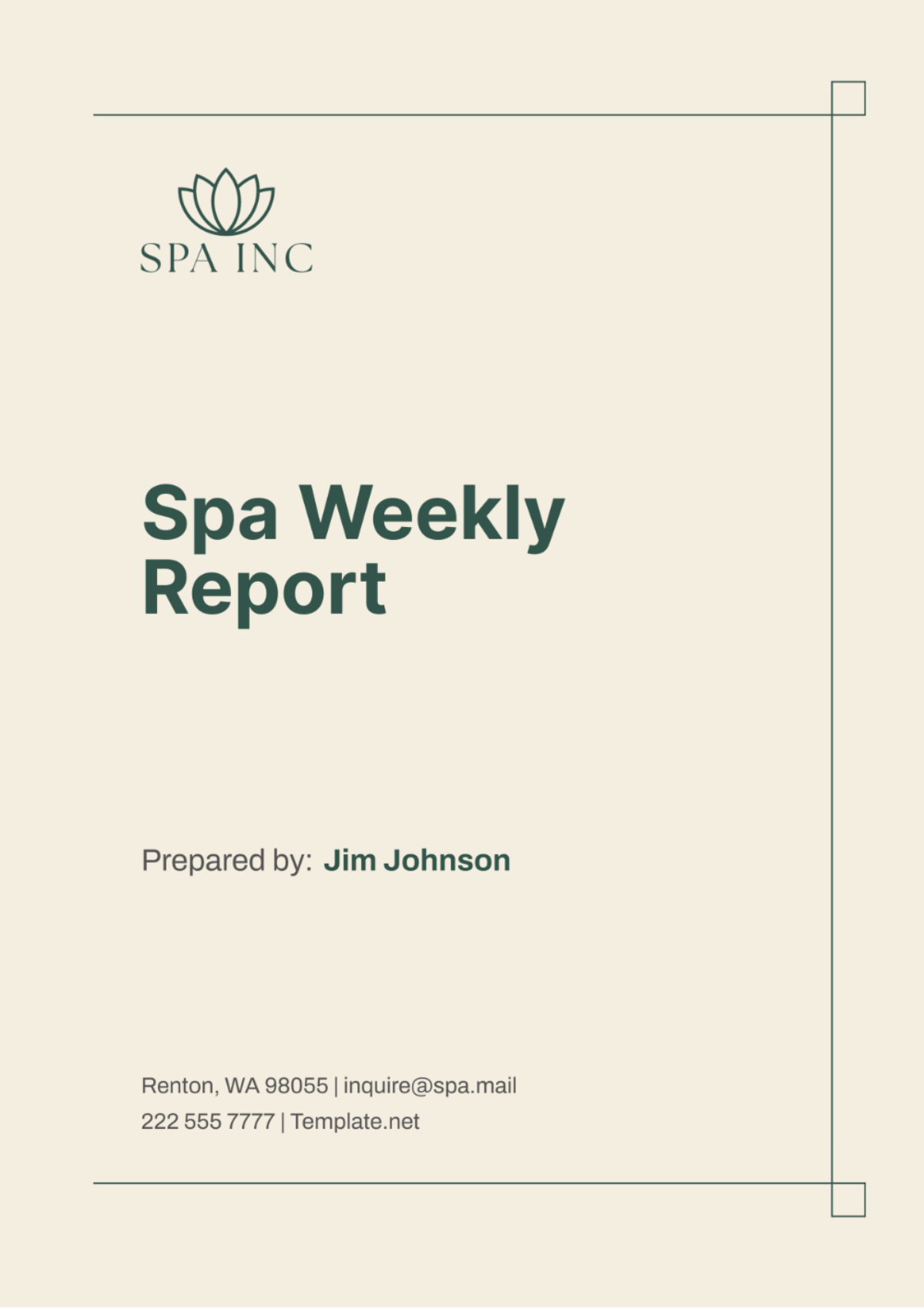 Spa Weekly Report Template - Edit Online & Download