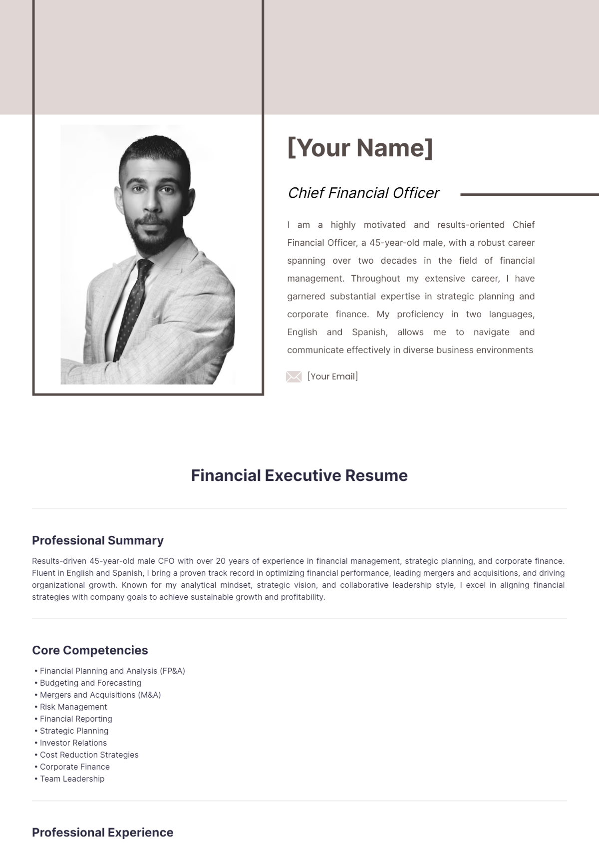 Financial Executive Resume - Edit Online & Download