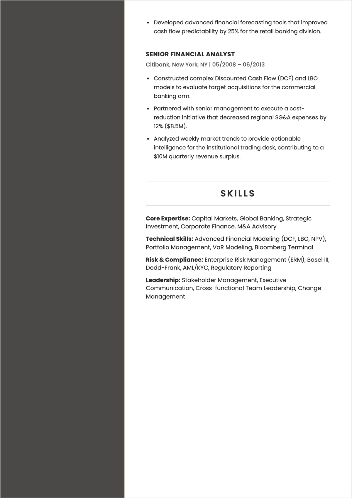 Free Financial Executive ATS Resume Template, AI Resume Builder