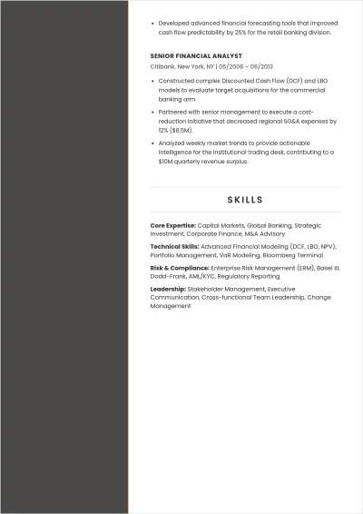 Free Financial Executive ATS Resume Template, AI Resume Builder