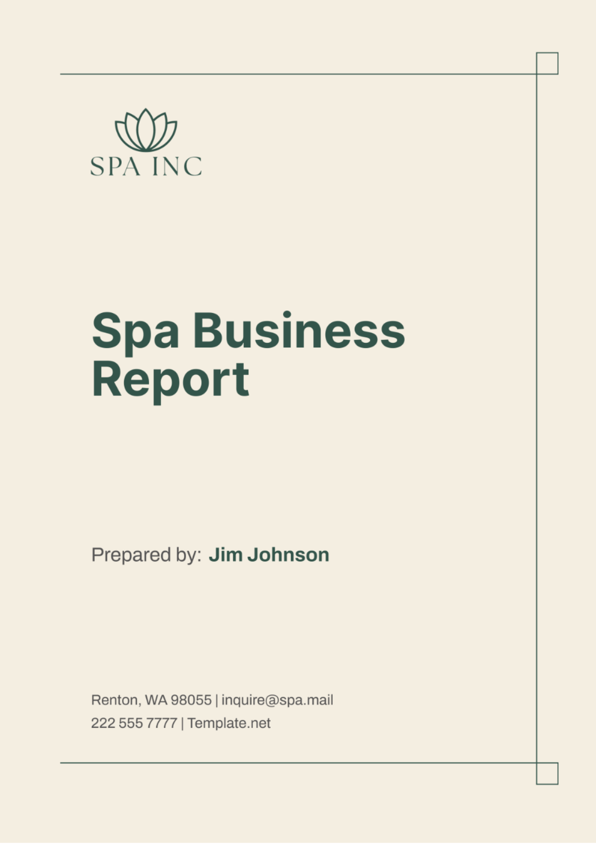 Spa Business Report Template - Edit Online & Download