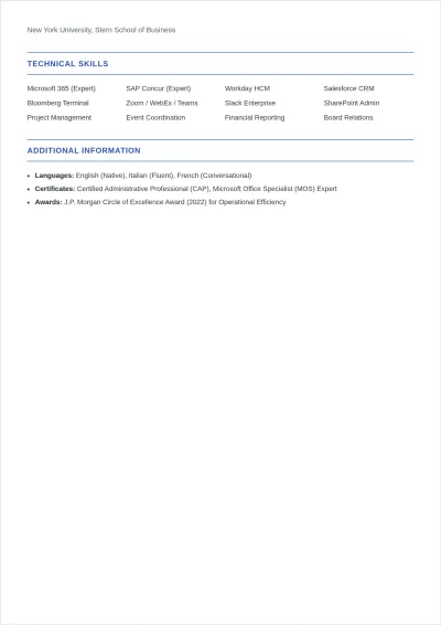 Free Executive Assistant ATS Resume Template, AI Resume Builder