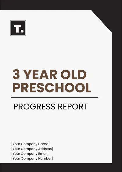 Free 3 Year Old Preschool Progress Report Template to Edit Online