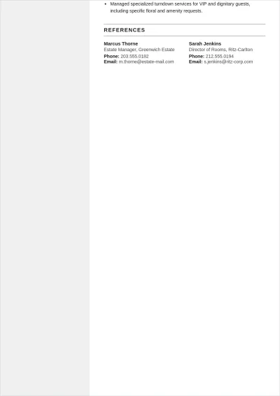Free Experienced Format Housekeeper ATS Resume Template