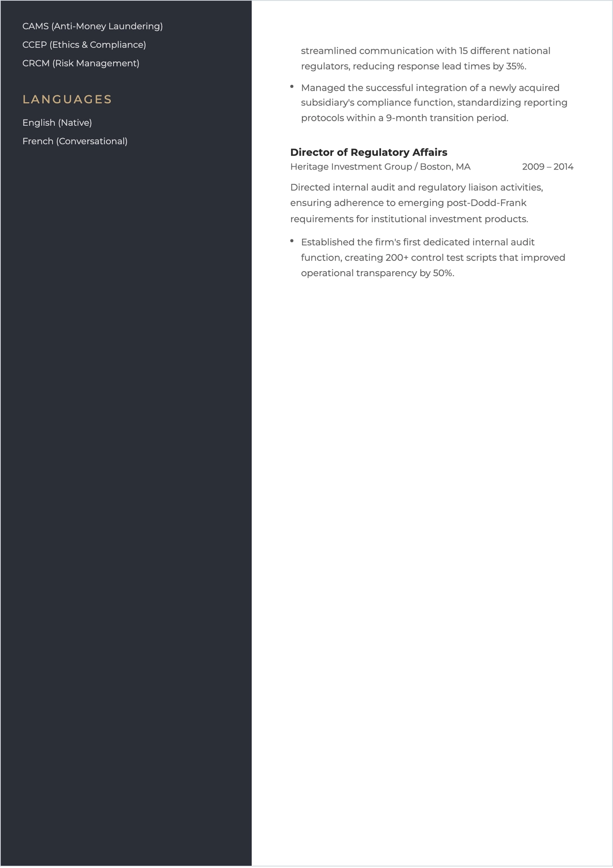 Free CCO Executive ATS Resume Template, AI Resume Builder