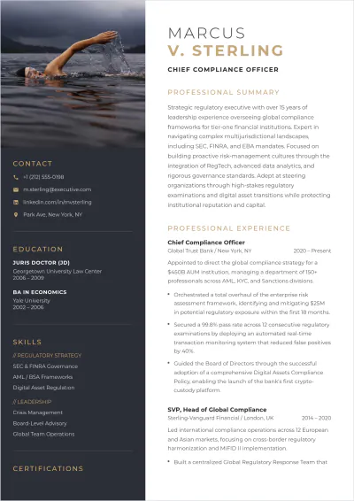 Free CCO Executive ATS Resume Template, AI Resume Builder