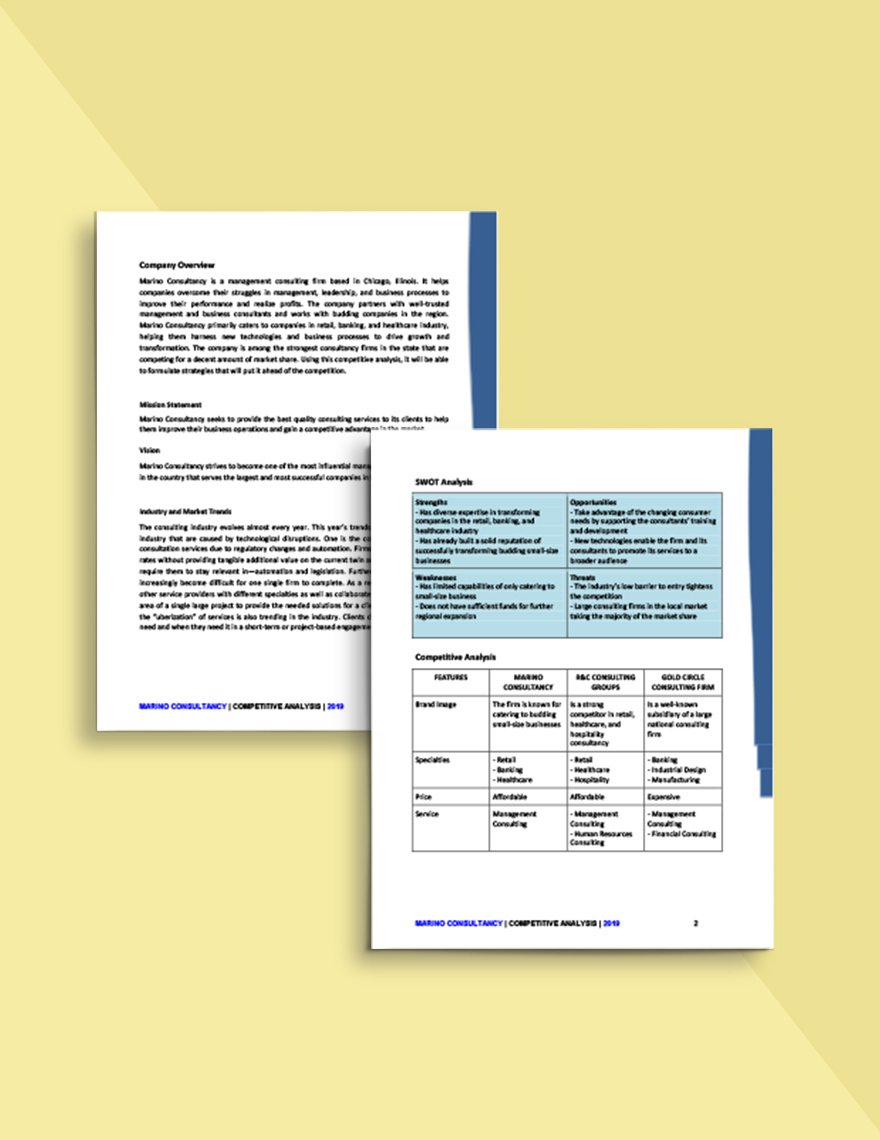 Consulting Firm Competitive Analysis Template Printable