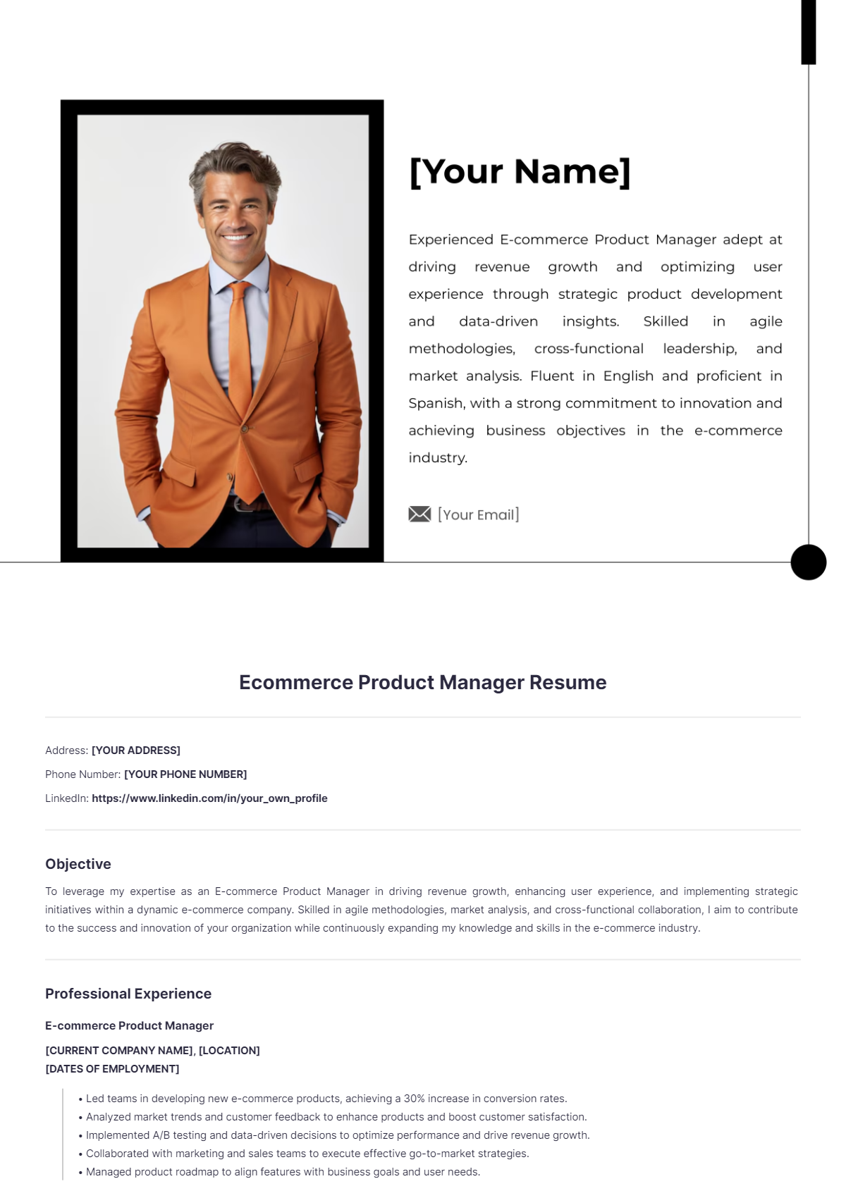 Ecommerce Product Manager Resume - Edit Online & Download