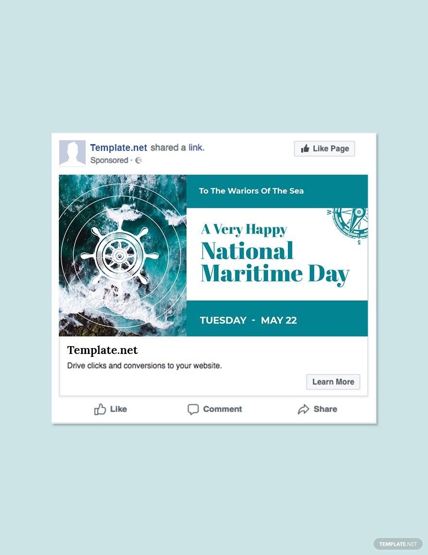 Free National Maritime Day Facebook Post Template in PSD