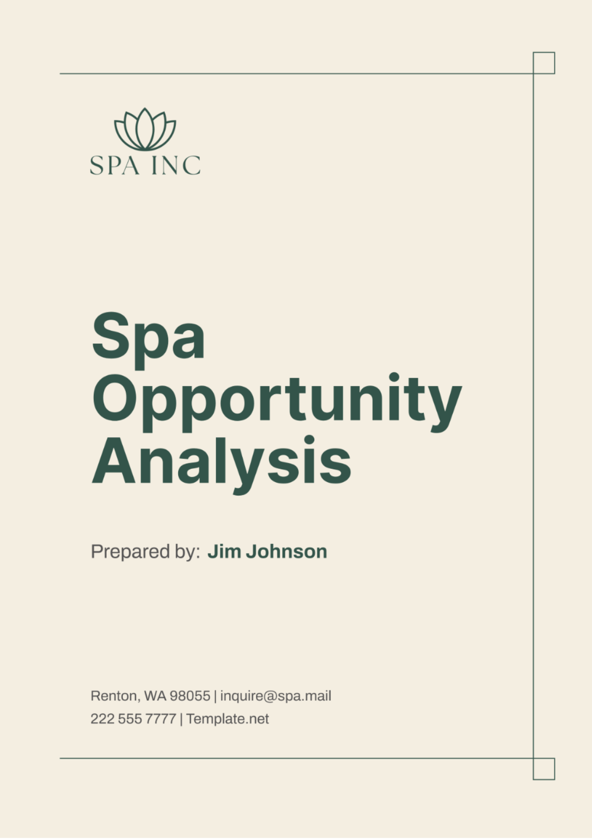 Spa Opportunity Analysis Template - Edit Online & Download