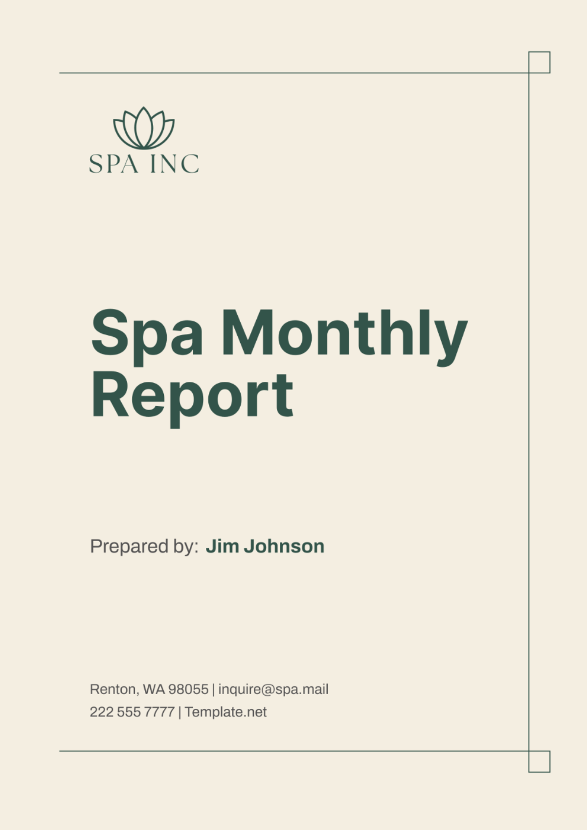 Spa Monthly Report Template - Edit Online & Download