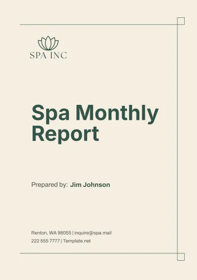Free Spa Monthly Report Template to Edit Online