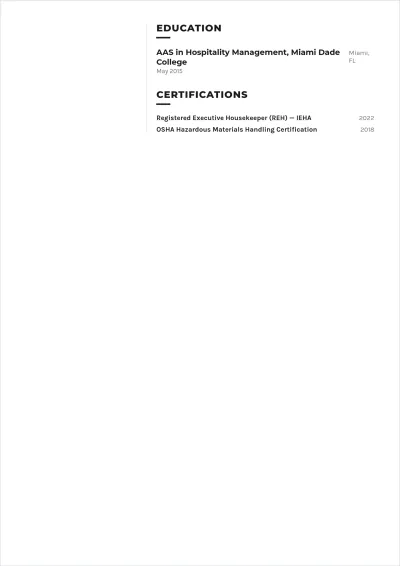 Free Housekeeping ATS Resume Template, AI Resume Builder