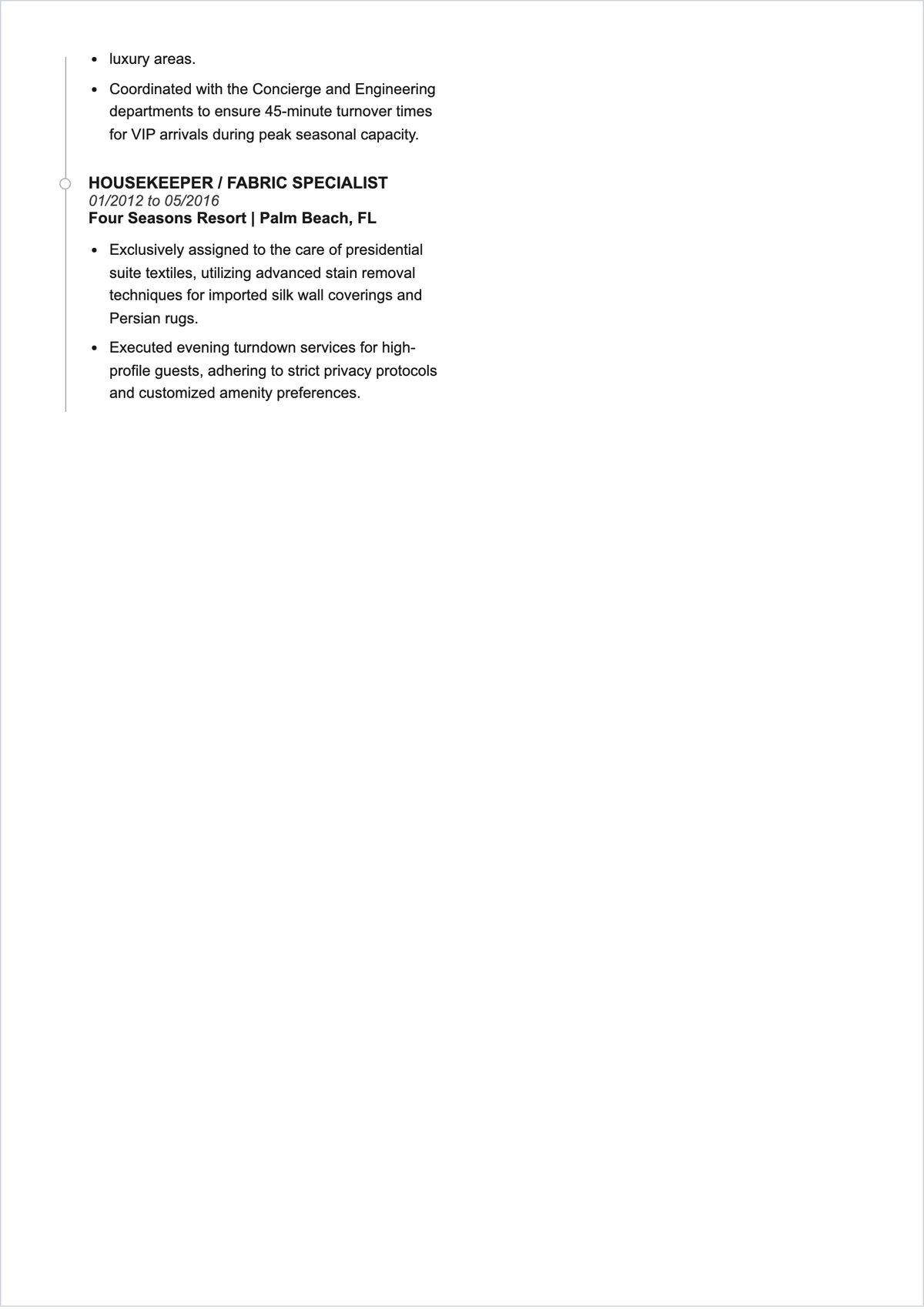 Free Professional Housekeeping ATS Resume Template, AI Resume Builder