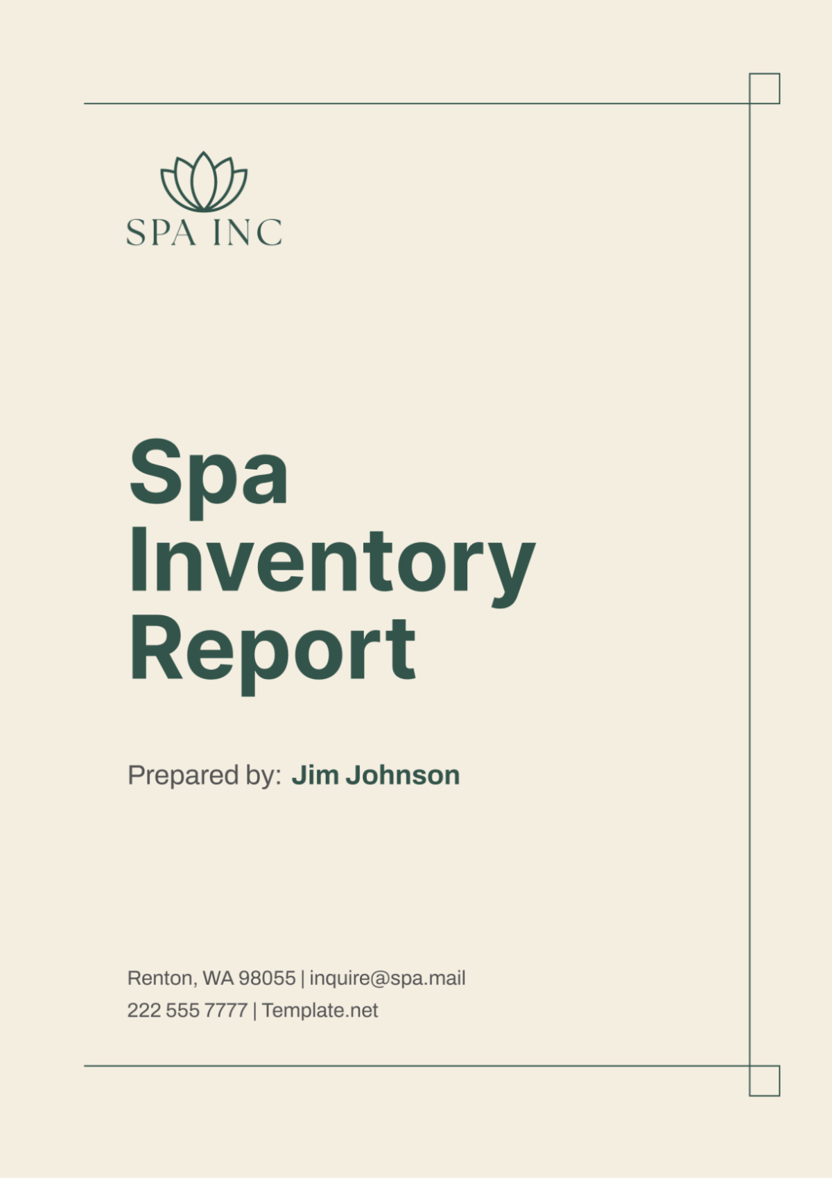 Spa Inventory Report Template - Edit Online & Download