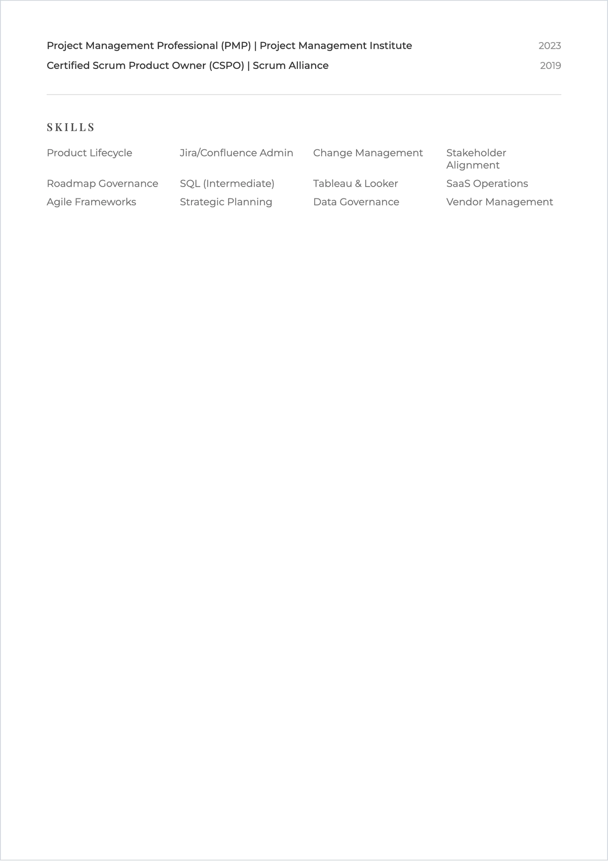 Free Product Operations Manager ATS Resume Template, AI Resume Builder