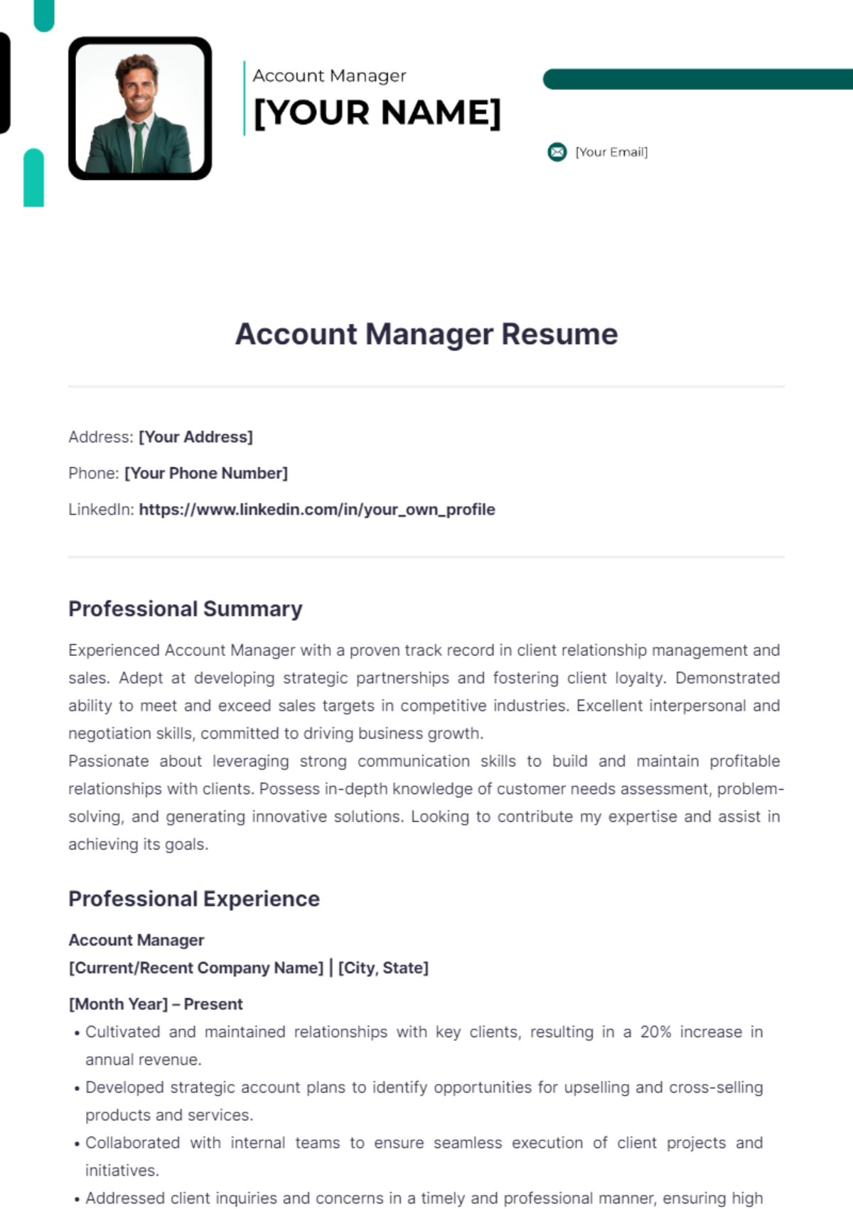 Account Manager Resume - Edit Online & Download