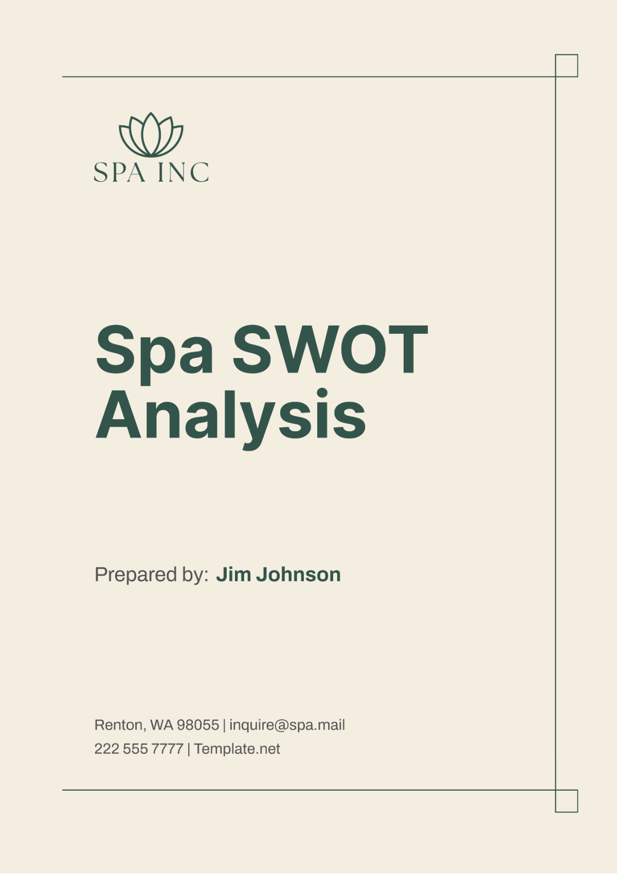 Spa SWOT Analysis Template - Edit Online & Download