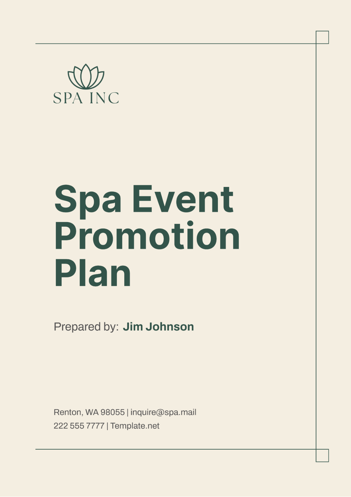 Spa Event Promotion Plan Template - Edit Online & Download