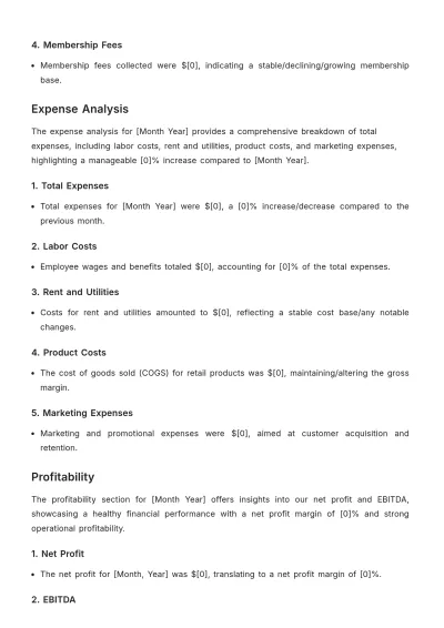 Free Spa Financial Memo Template to Edit Online