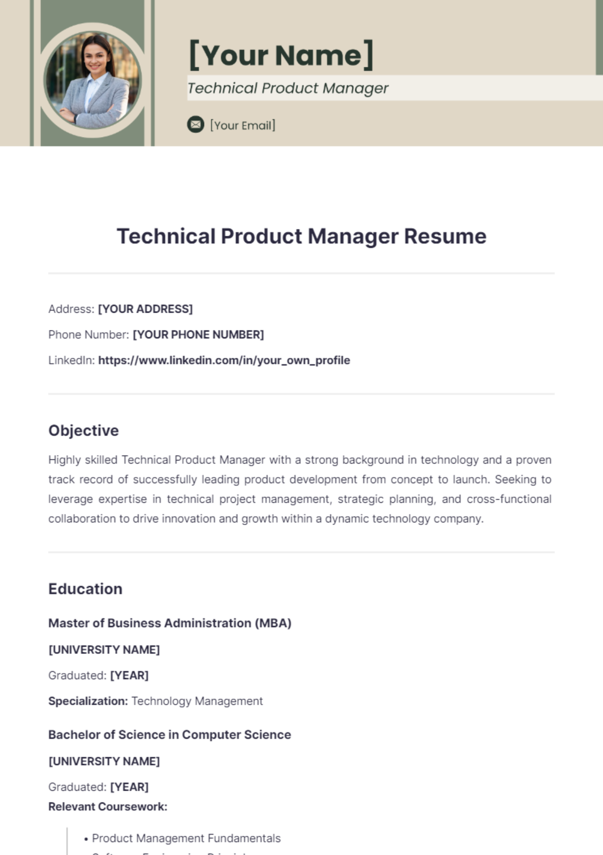 Technical Product Manager Resume - Edit Online & Download