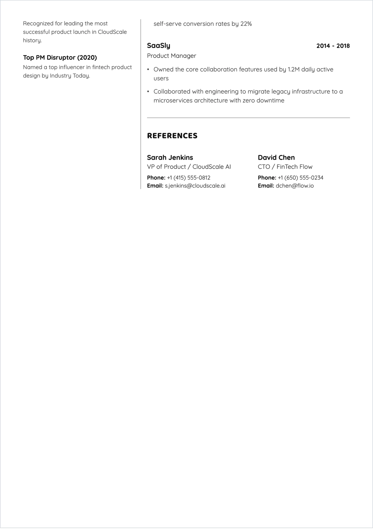 Free Printable Group Product Manager ATS Resume Template