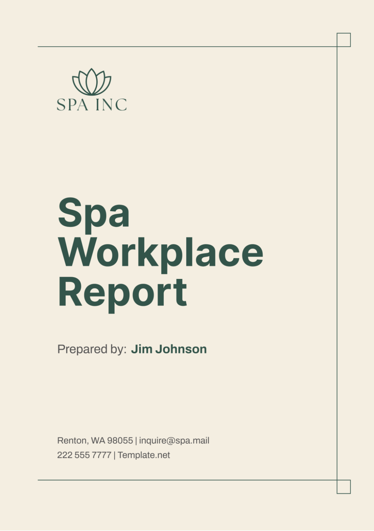 Spa Workplace Report Template - Edit Online & Download