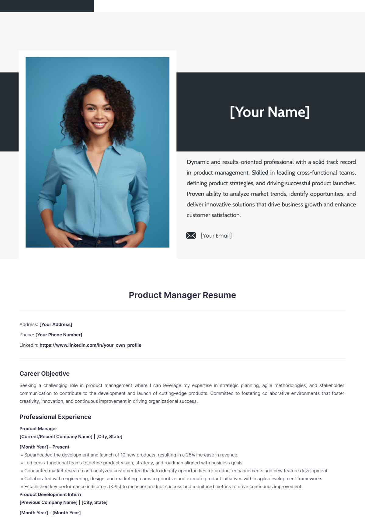 Product Manager Resume - Edit Online & Download